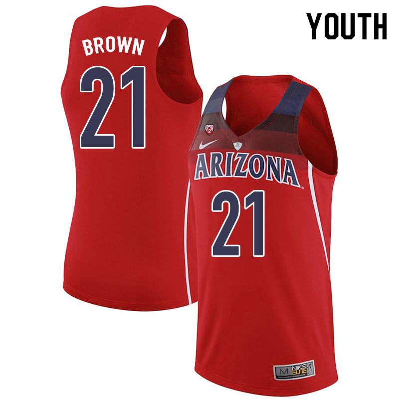 Youth #21 Jordan Brown Arizona Wildcats College Basketball Jerseys Sale-Red